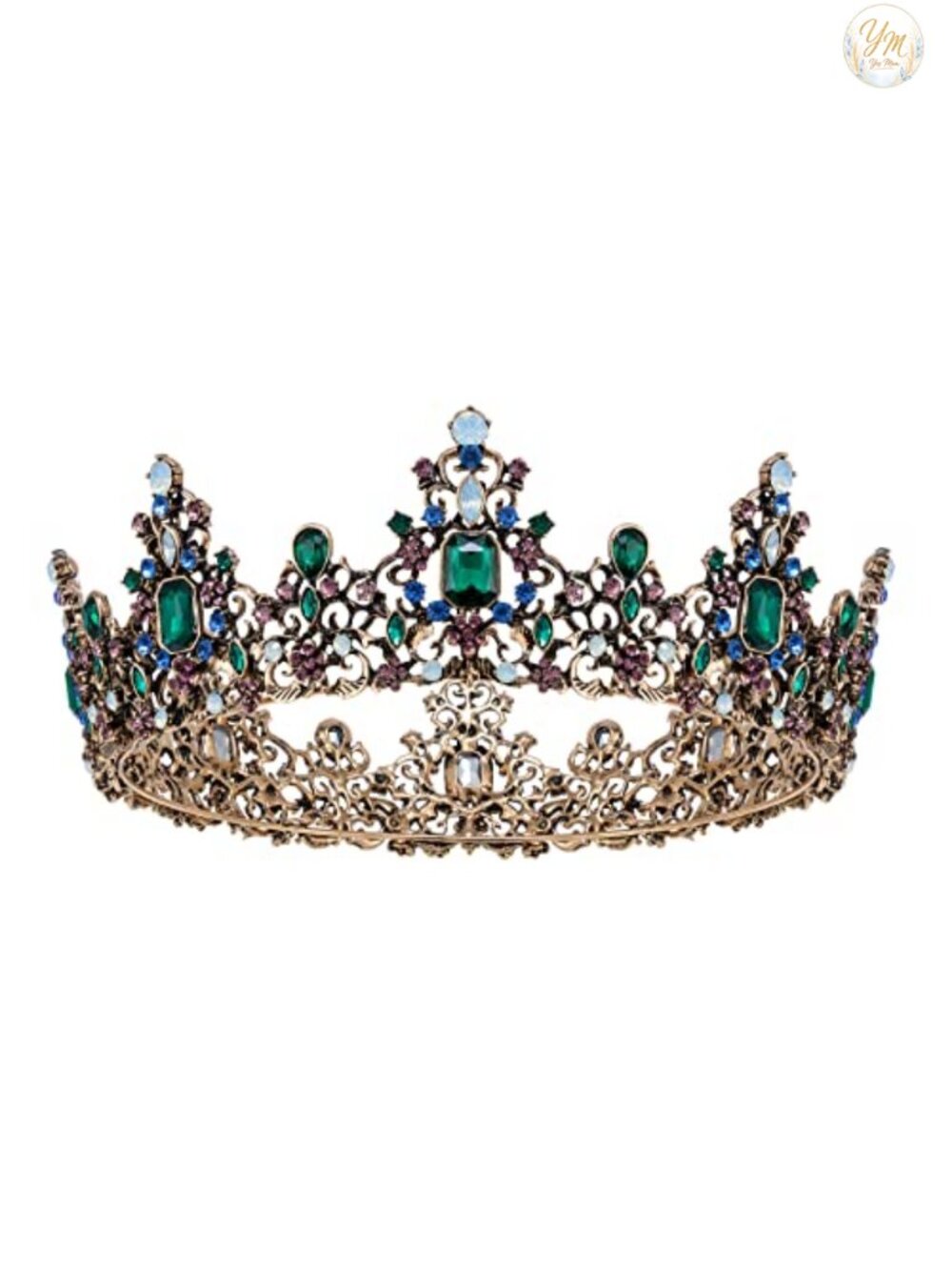 Baroque Crystal Tiara Crown for Women – Multicolored Hair Accessory for Parties